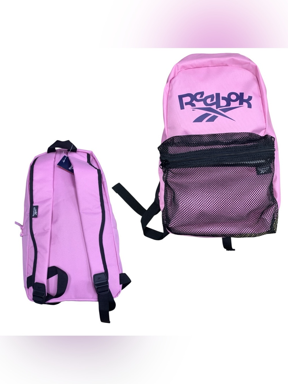Reebok NWT With Bottle Light Pink Backpack with Black Mesh Pocket